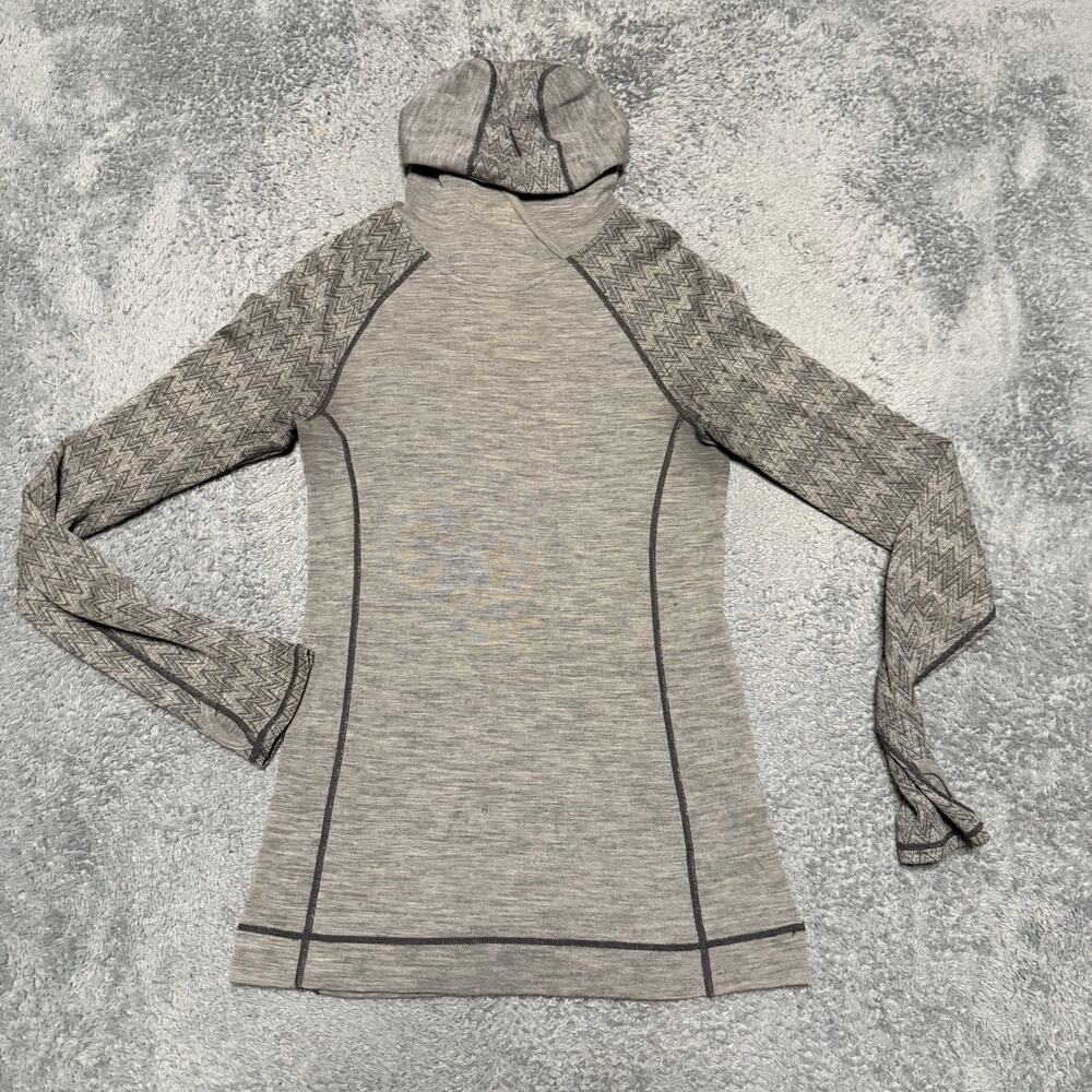 Akini Merino Wool Hoodie Sweater Womens Medium Hooded Base Layer Gray ****